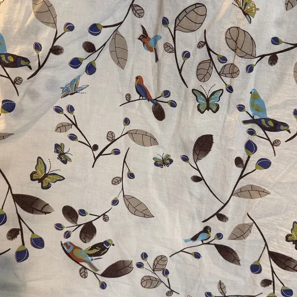 Preswick & Moore | Floral, Butterfly, Bird Button-Up Blouse - White and Blue - Picture 7 of 11